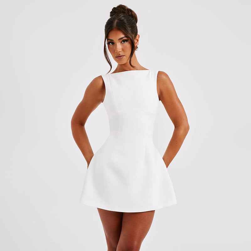 Waist-Cinching Sleeveless Dress – Flattering Summer Casual & Party Outfit for Women.