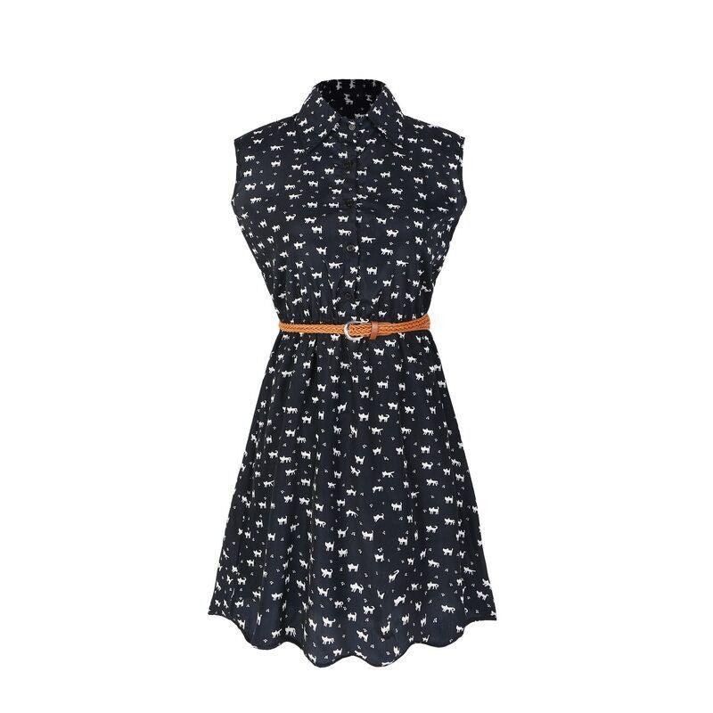 Airy Feline Cat Summer Dress – Cute & Lightweight Casual Outfit for Women.
