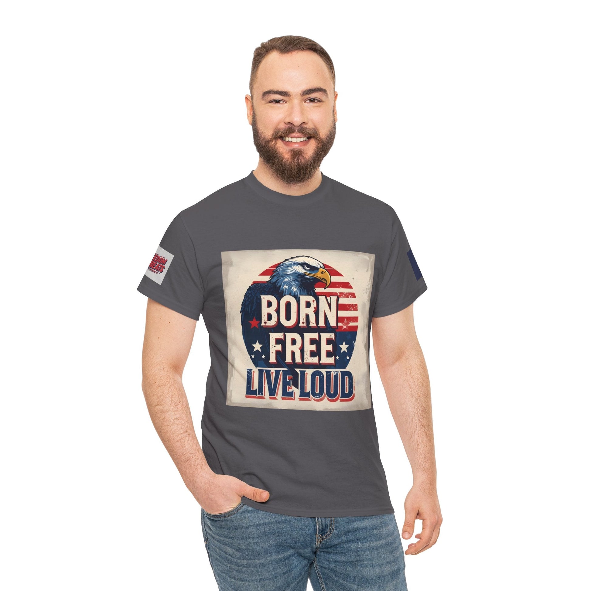 Patriotic Unisex Tee - Born Free Live Loud American Pride Shirt Printify