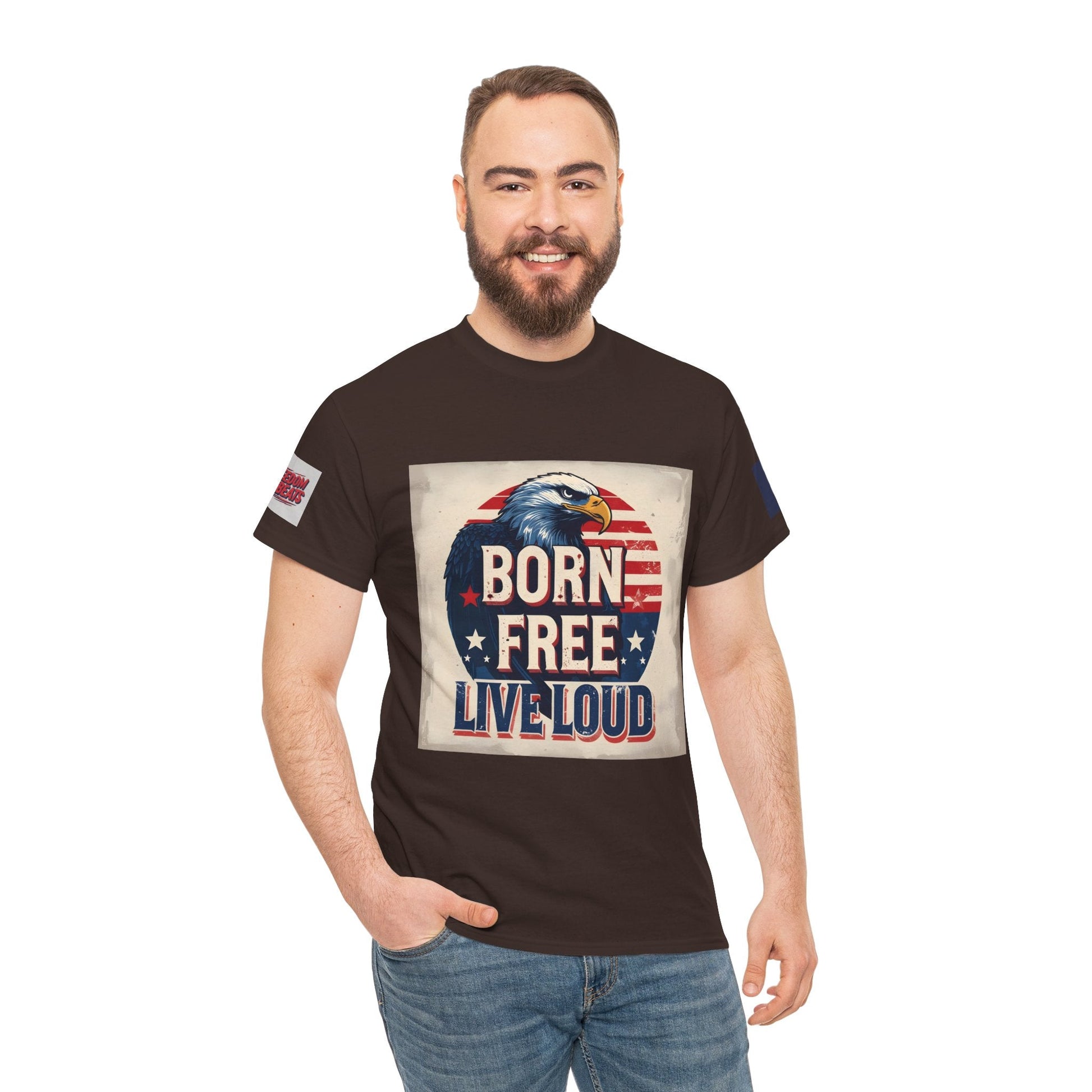 Patriotic Unisex Tee - Born Free Live Loud American Pride Shirt Printify