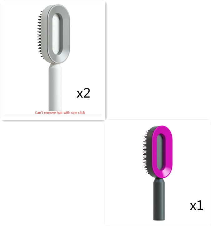 Self-Cleaning Anti-Static Hair Brush – One-Key Airbag Scalp Massager for Women cjdropshipping