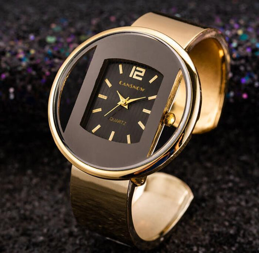 Luxury Women’s Bracelet Watch | Gold & Silver Dial Elegant Quartz Dress Watch - Bright Starz Store