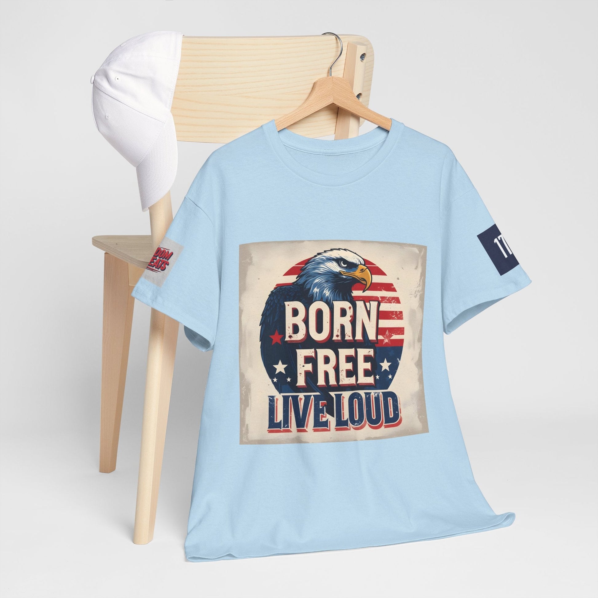 Patriotic Unisex Tee - Born Free Live Loud American Pride Shirt Printify