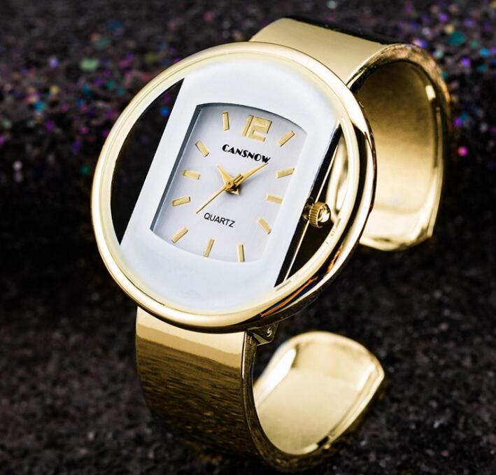 Luxury Women’s Bracelet Watch | Gold & Silver Dial Elegant Quartz Dress Watch - Bright Starz Store