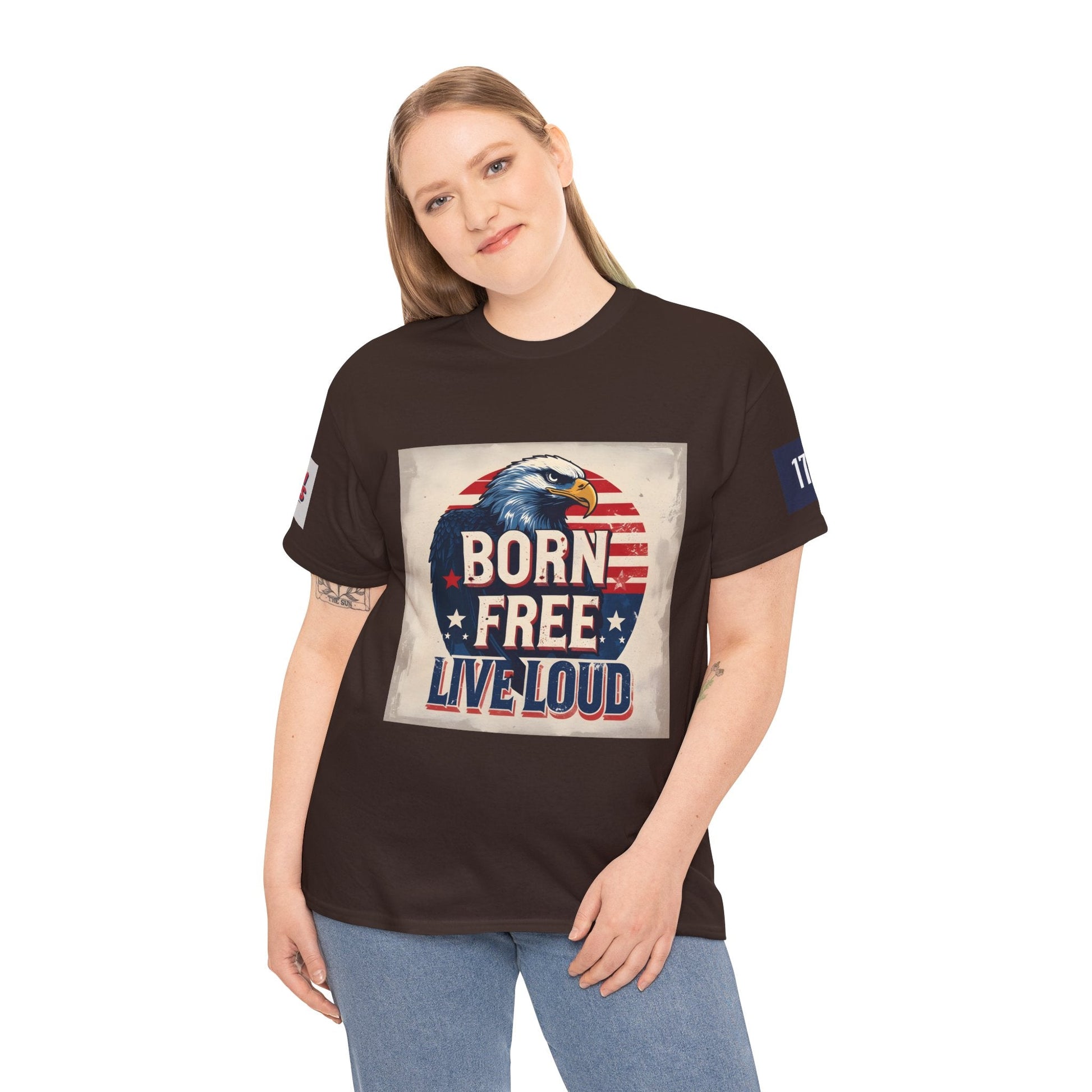 Patriotic Unisex Tee - Born Free Live Loud American Pride Shirt Printify