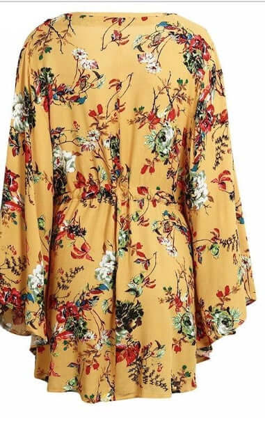 Boho Flower Batwing Sleeve Dress Flowy and Feminine.