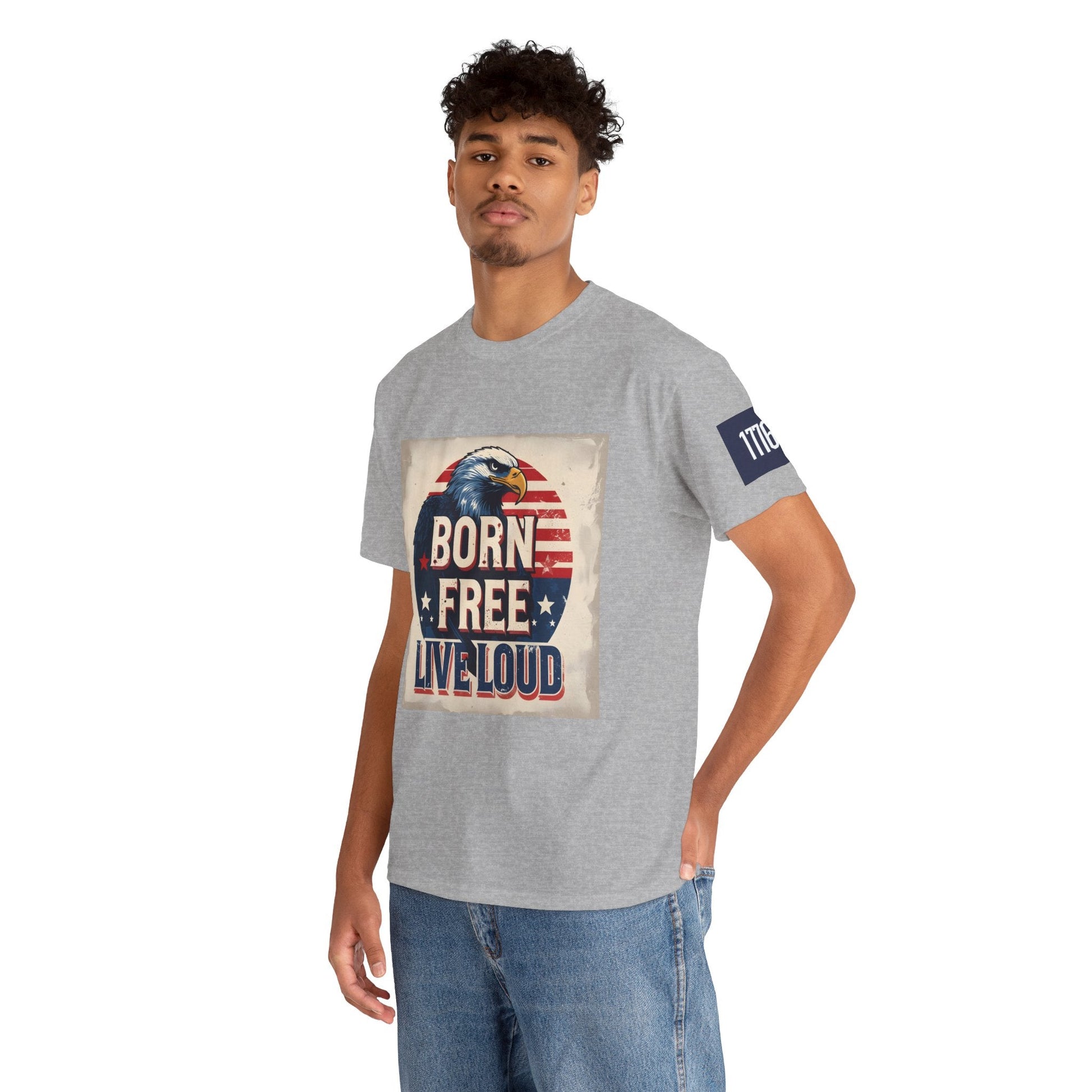 Patriotic Unisex Tee - Born Free Live Loud American Pride Shirt Printify