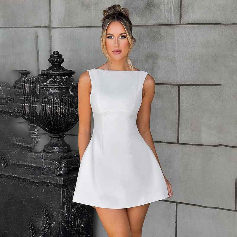 Waist-Cinching Sleeveless Dress – Flattering Summer Casual & Party Outfit for Women.