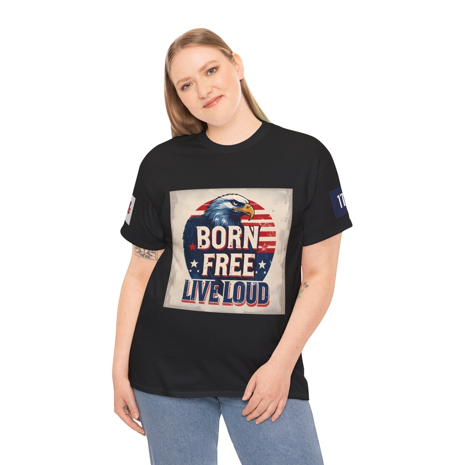 Patriotic Unisex Tee - Born Free Live Loud American Pride Shirt Printify