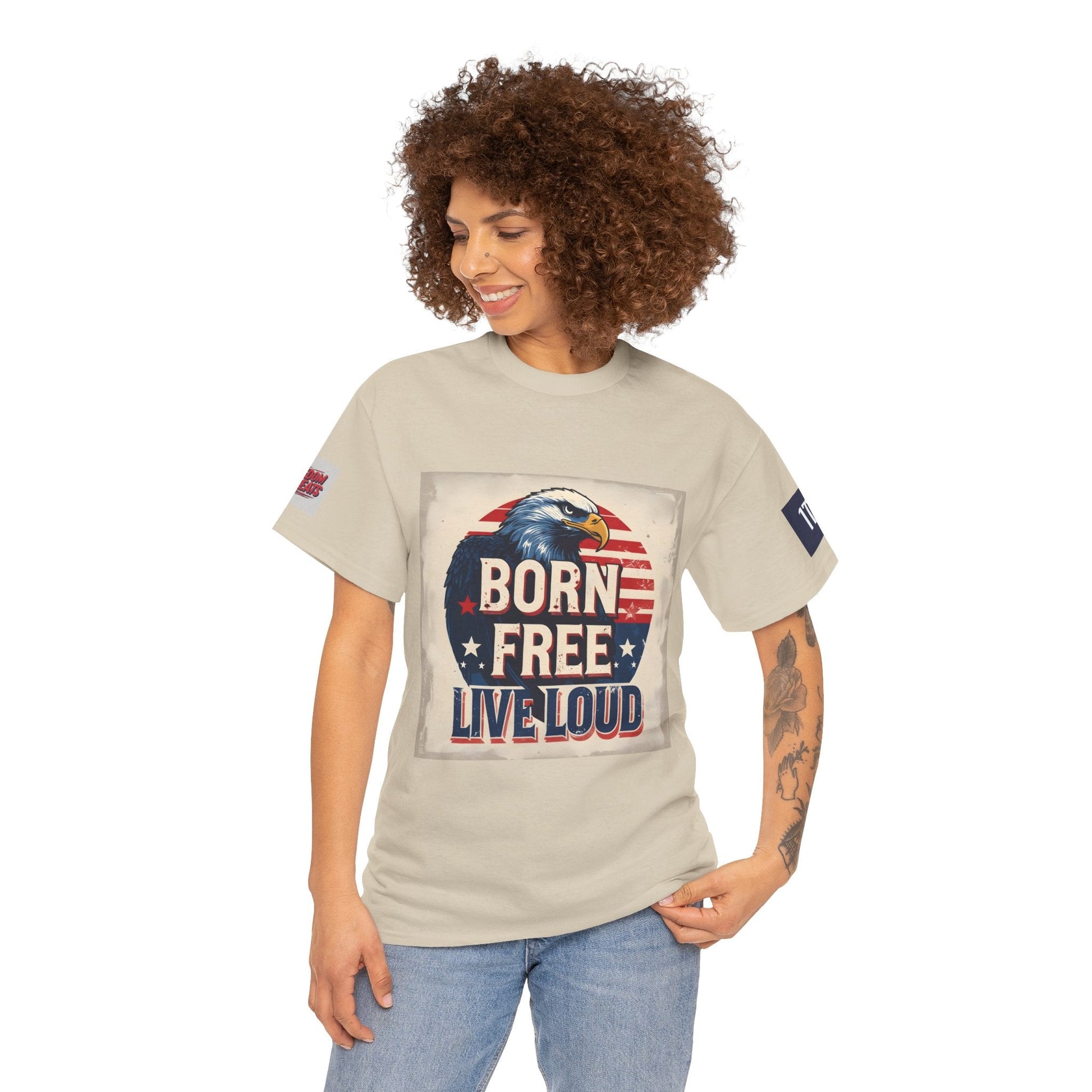 Patriotic Unisex Tee - Born Free Live Loud American Pride Shirt Printify