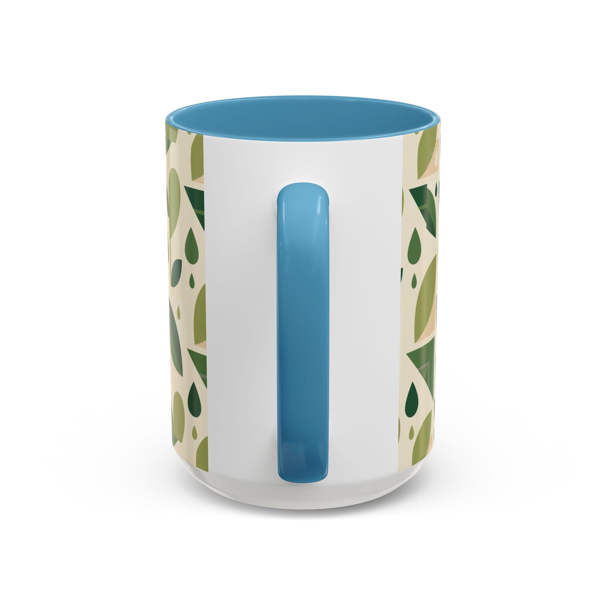Mug - Abstract Green Leaf and Water Drop Pattern, Minimal Geometric Design Printify