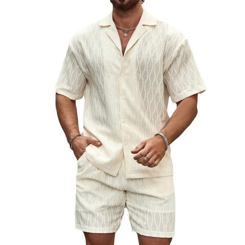 Men’s Summer Tracksuit – Casual Two-Piece Shirt & Shorts Set.