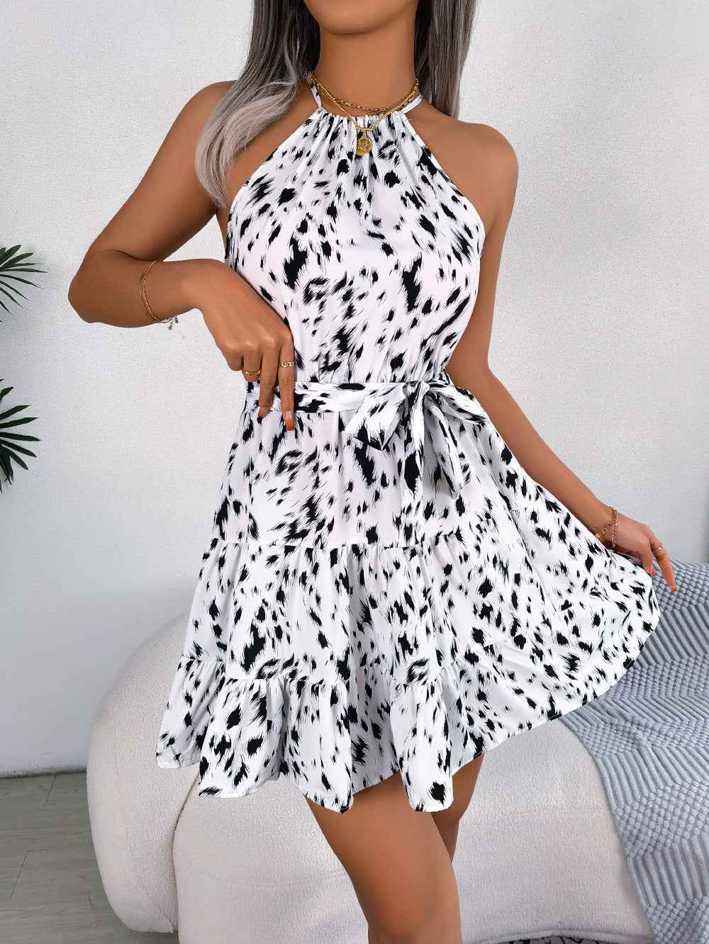 Casual Leopard Print Ruffled Swing Dress – Summer Beach & Vacation Outfit.