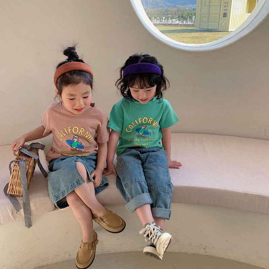 Summer Kids Cartoon T-Shirts – Boys & Girls O-Neck Short Sleeve Tees for Casual Wear.