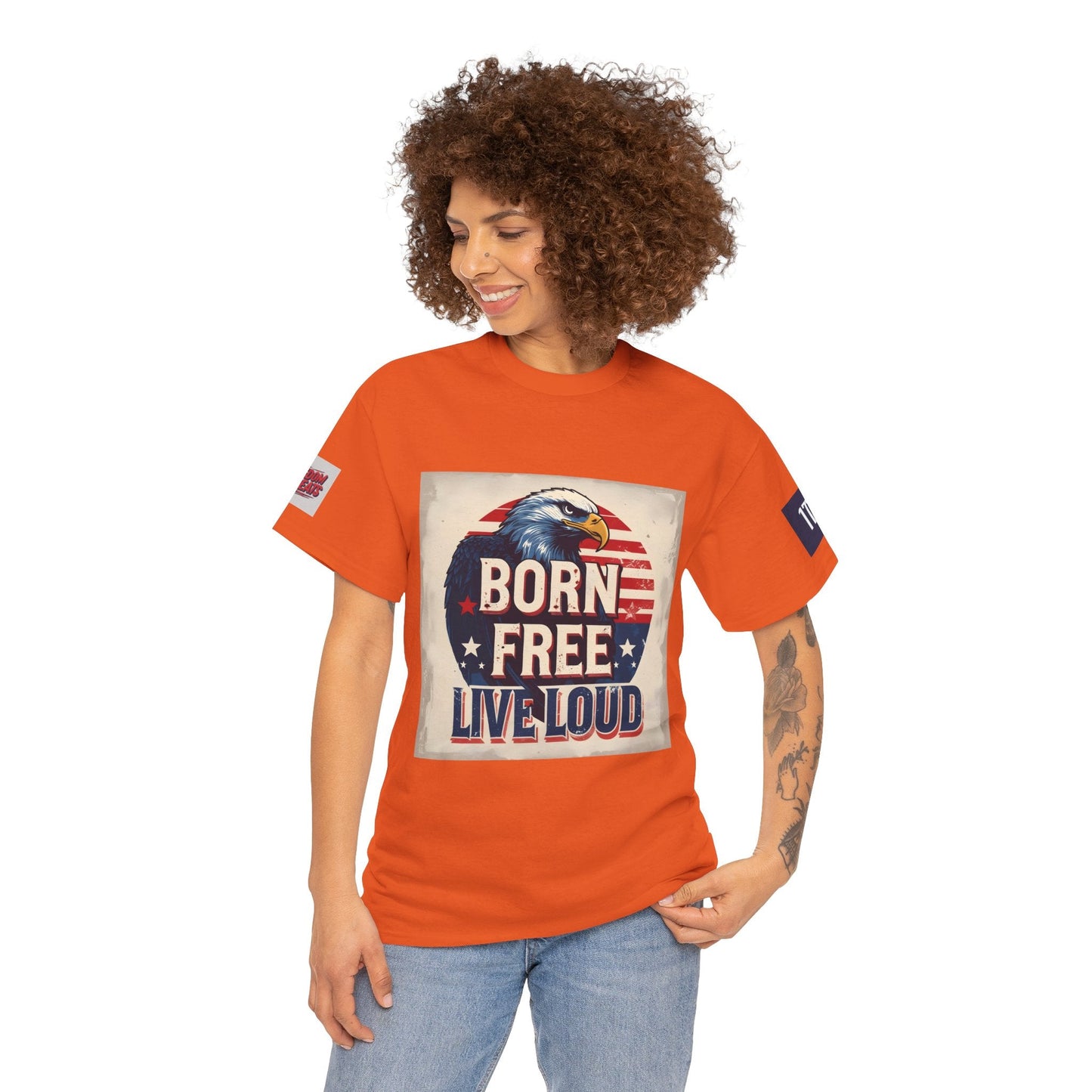 Patriotic Unisex Tee - Born Free Live Loud American Pride Shirt Printify