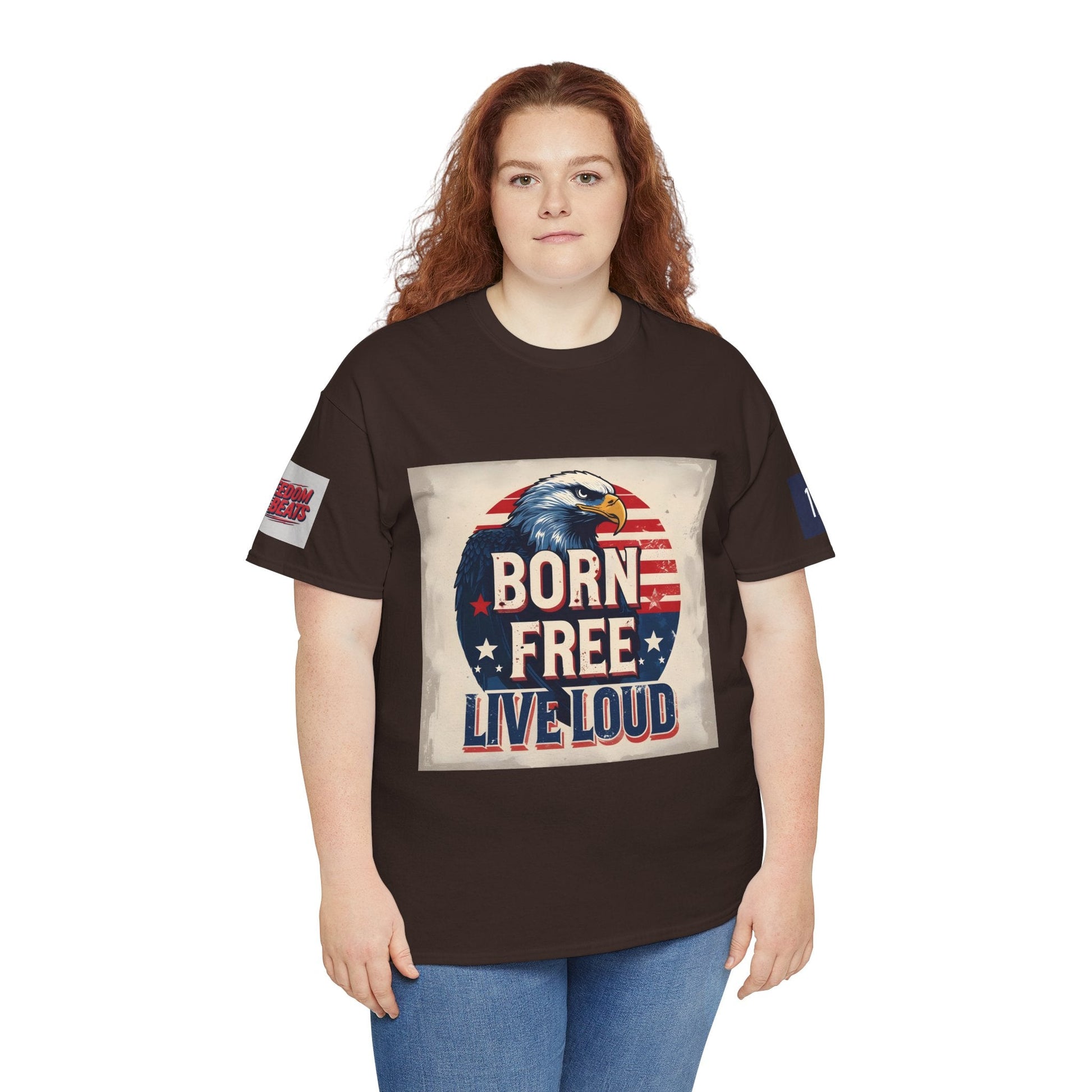 Patriotic Unisex Tee - Born Free Live Loud American Pride Shirt Printify