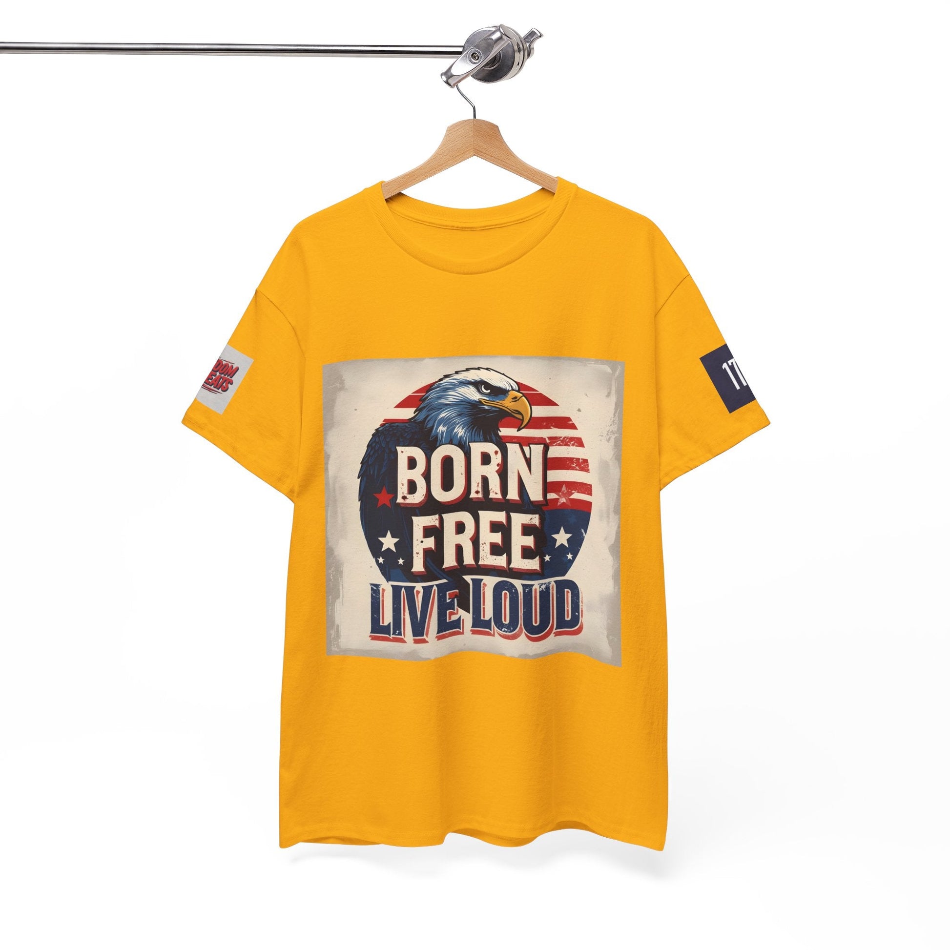 Patriotic Unisex Tee - Born Free Live Loud American Pride Shirt Printify