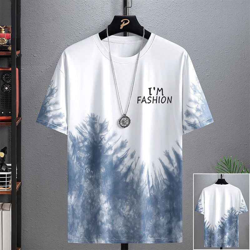 Men’s Ice Silk Short-Sleeved Splash-Ink T-Shirt.