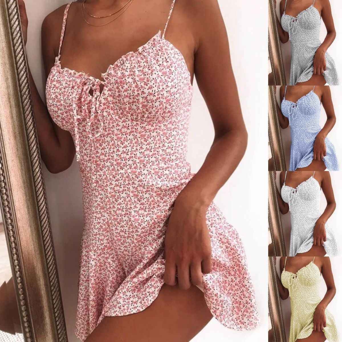 Polka Dot Mini Dress – Strappy Sleeveless Summer Dress for Women.