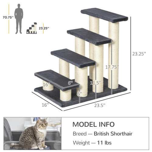 PawHut Cat Tree with Steps – Indoor Cat & Dog Stair Tower with Scratching Posts cjdropshipping