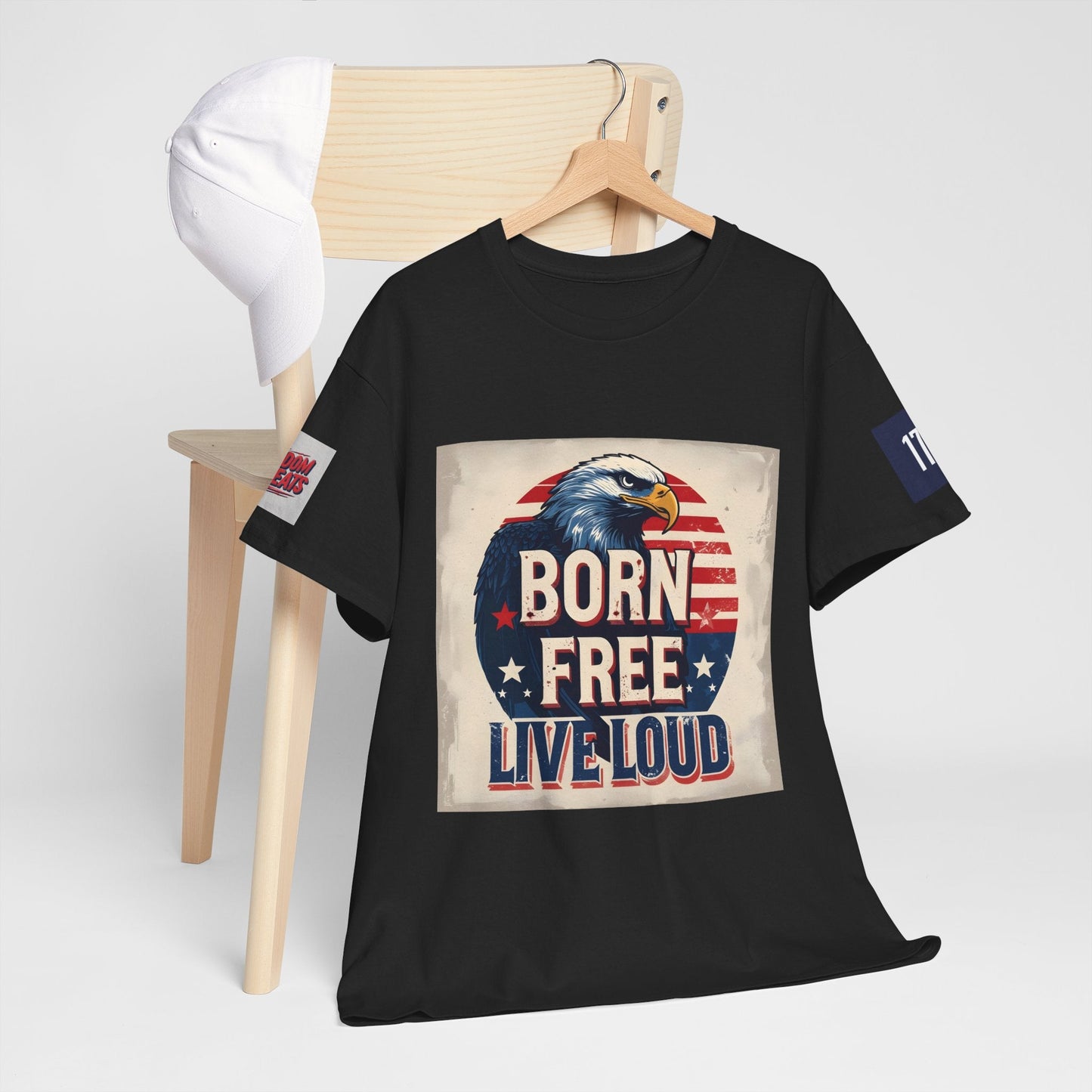 Patriotic Unisex Tee - Born Free Live Loud American Pride Shirt Printify