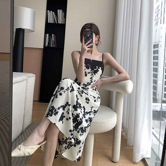 Spaghetti Strap Floral Print Maxi Dress – Lightweight Boho Summer Beach Dress for Women.