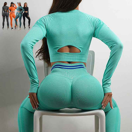 Seamless Yoga Pants & Long Sleeve Tops | Butt-Lifting Slim Fit Workout Sportswear.