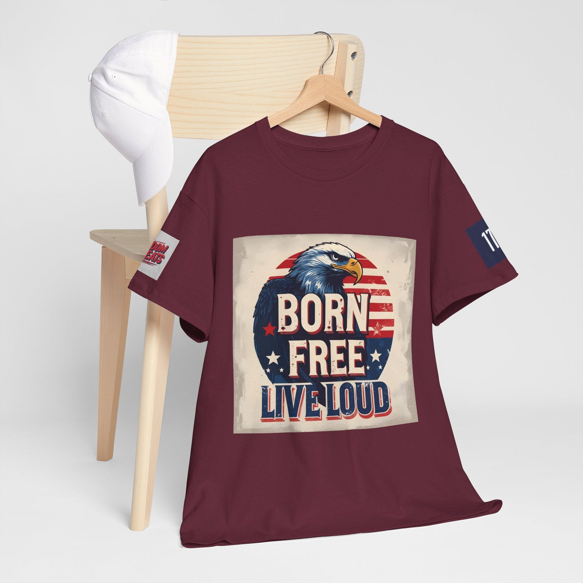 Patriotic Unisex Tee - Born Free Live Loud American Pride Shirt Printify