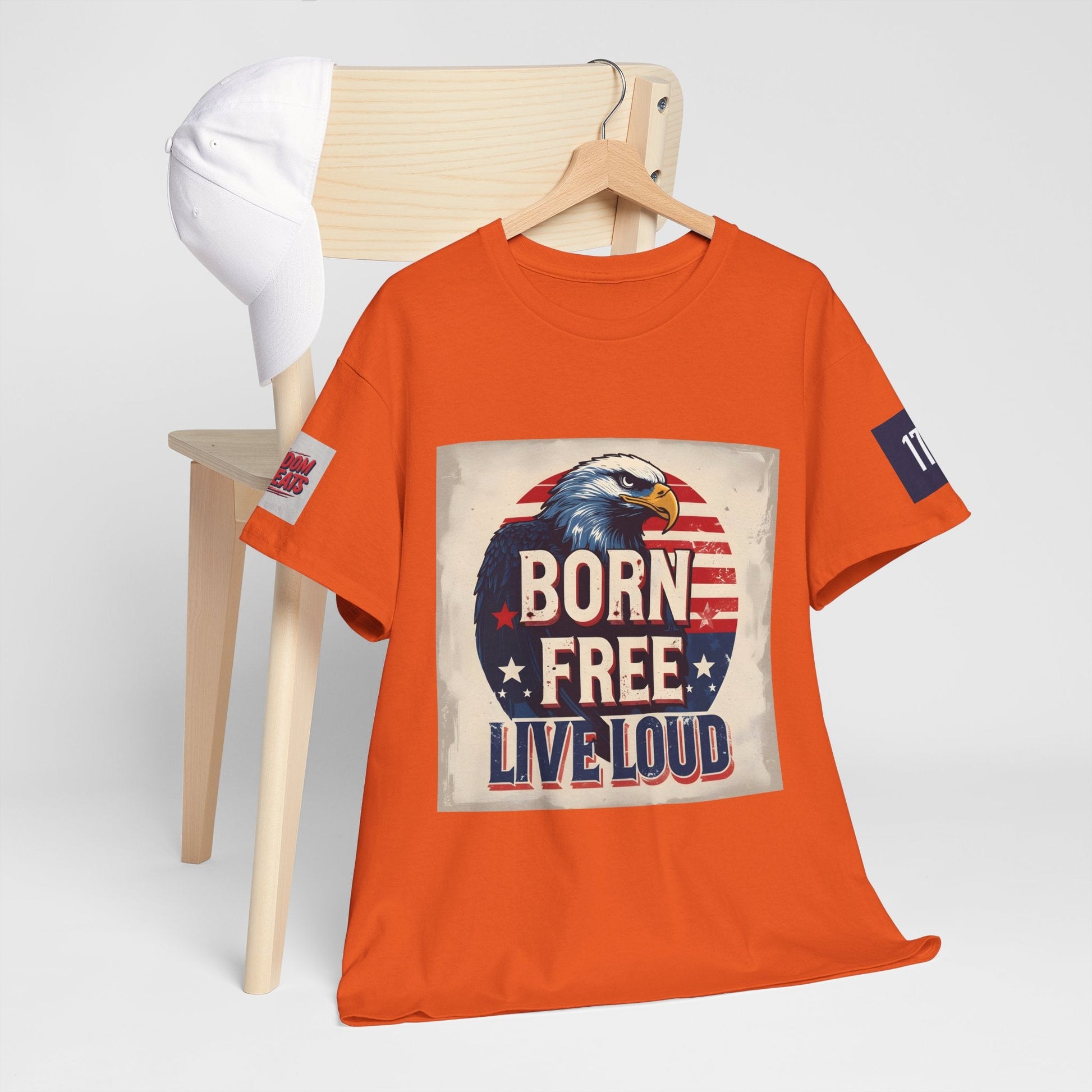 Patriotic Unisex Tee - Born Free Live Loud American Pride Shirt Printify
