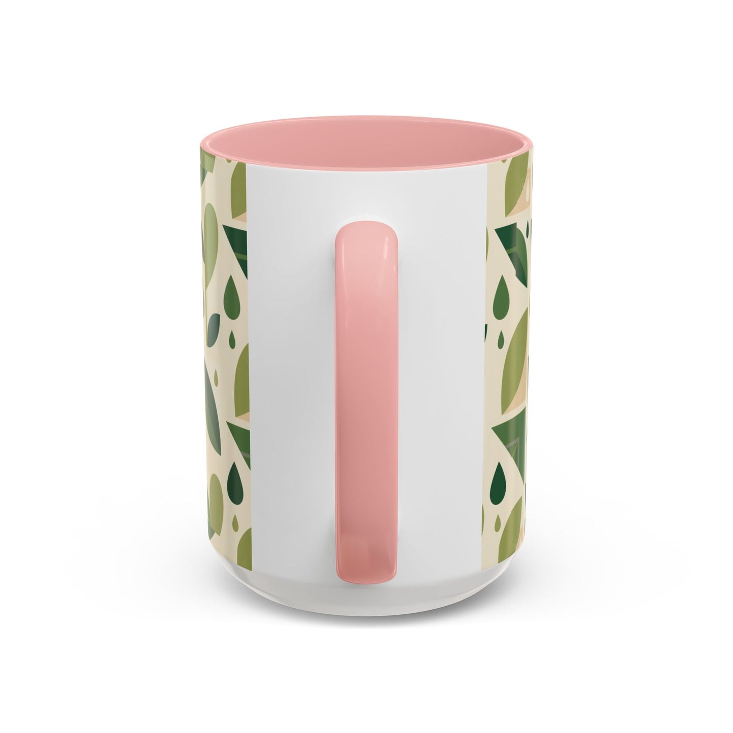 Mug - Abstract Green Leaf and Water Drop Pattern, Minimal Geometric Design Printify