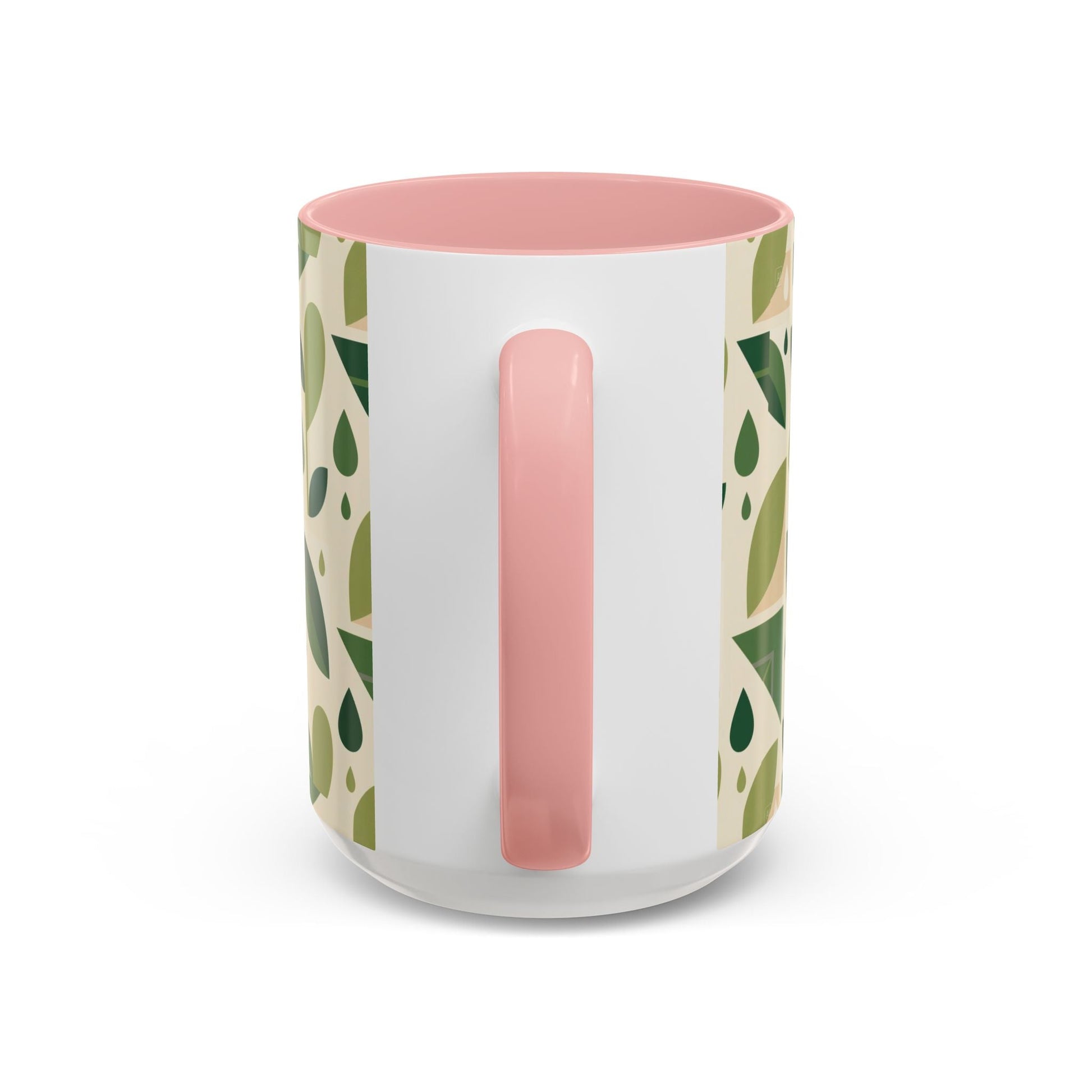 Mug - Abstract Green Leaf and Water Drop Pattern, Minimal Geometric Design Printify