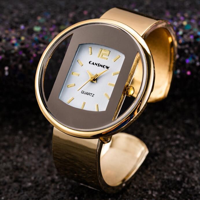 Luxury Women’s Bracelet Watch | Gold & Silver Dial Elegant Quartz Dress Watch - Bright Starz Store