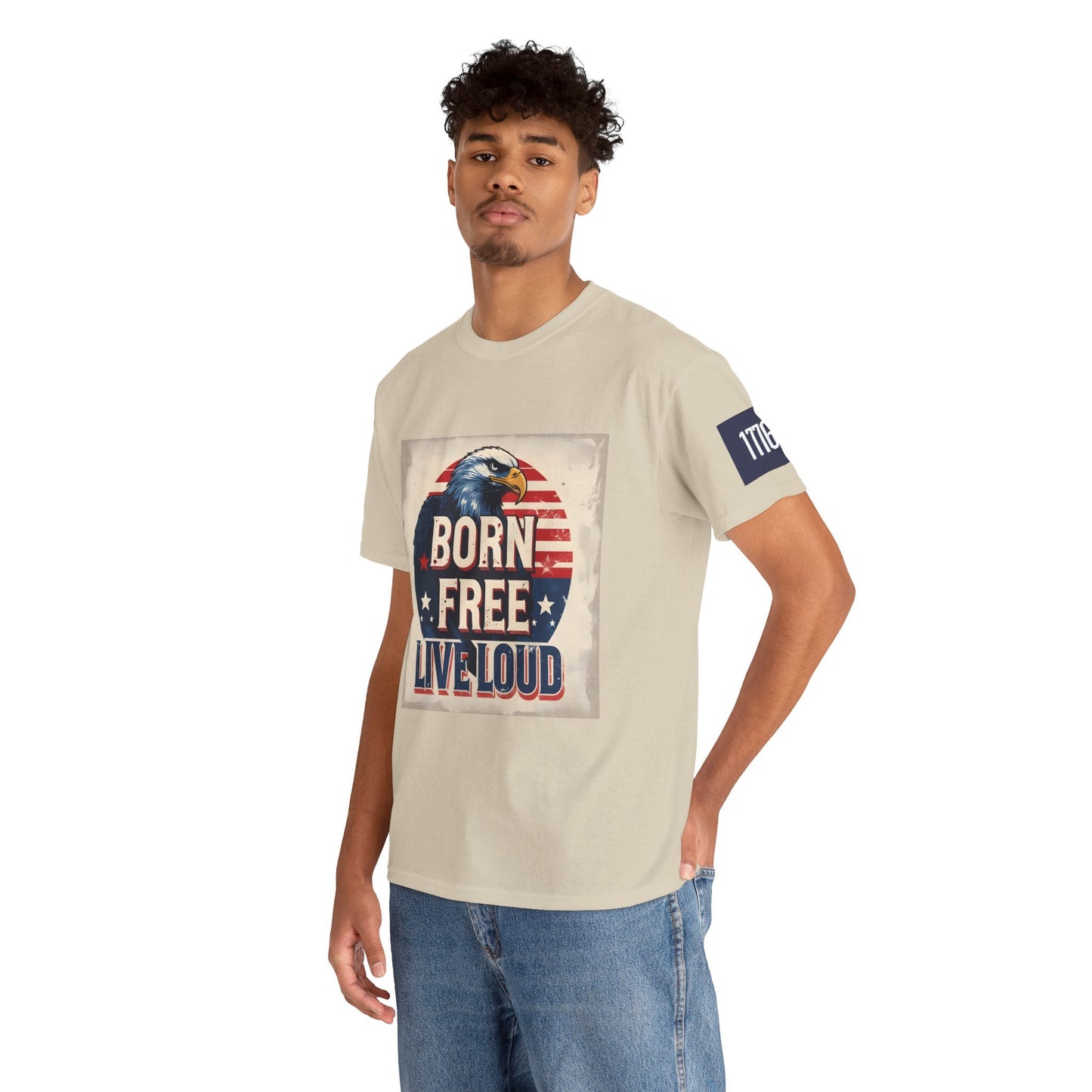 Patriotic Unisex Tee - Born Free Live Loud American Pride Shirt Printify