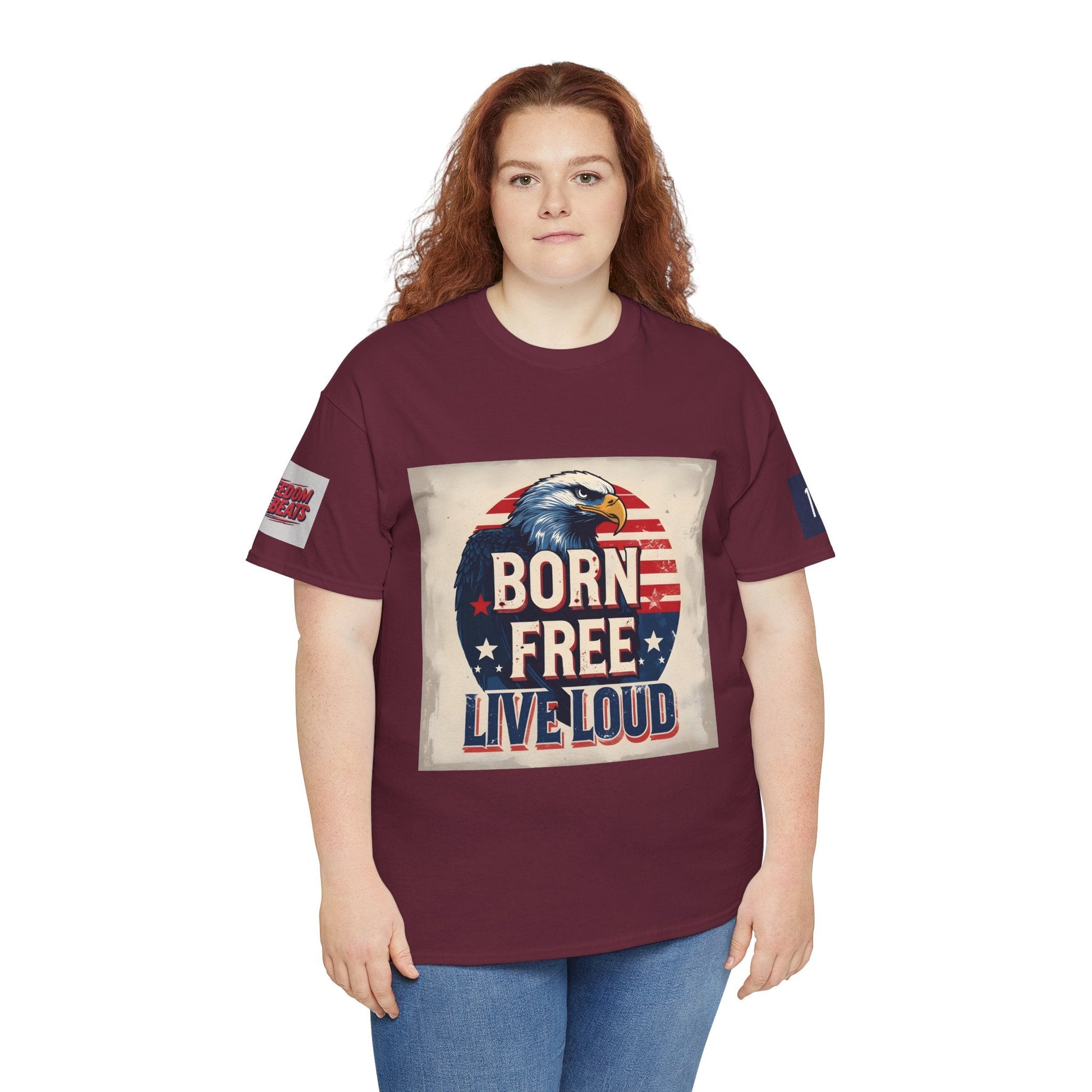 Patriotic Unisex Tee - Born Free Live Loud American Pride Shirt Printify