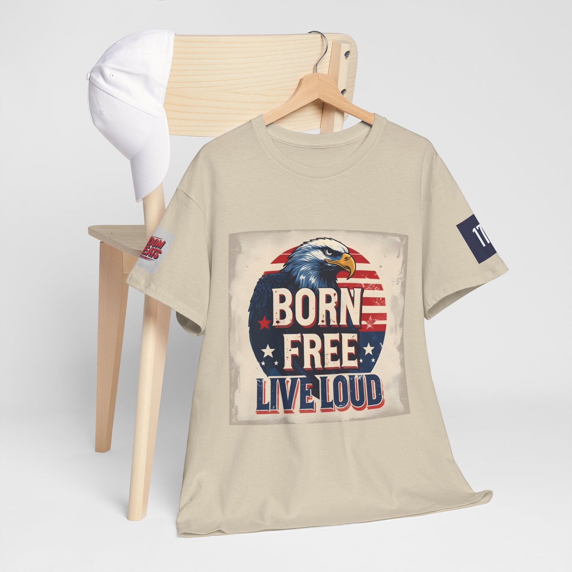 Patriotic Unisex Tee - Born Free Live Loud American Pride Shirt Printify