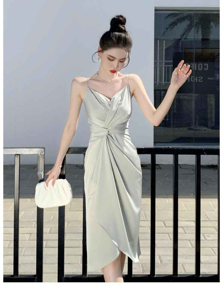 Women’s Satin Slim Fit Fashion Slim Slip Dress – Elegant Evening & Party Wear.