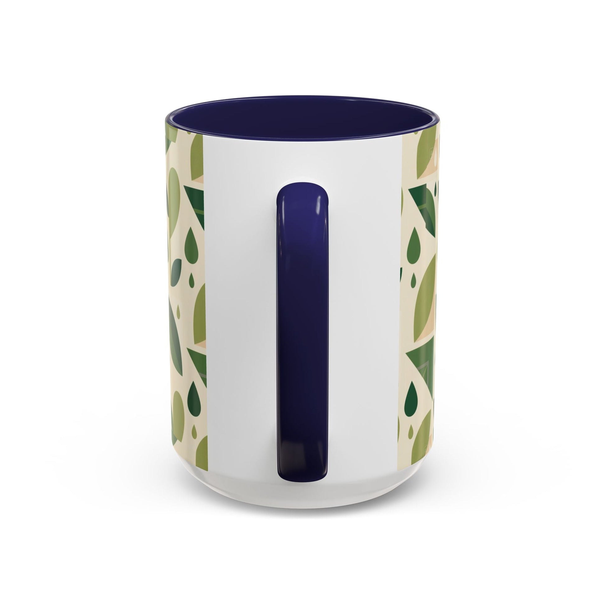 Mug - Abstract Green Leaf and Water Drop Pattern, Minimal Geometric Design Printify