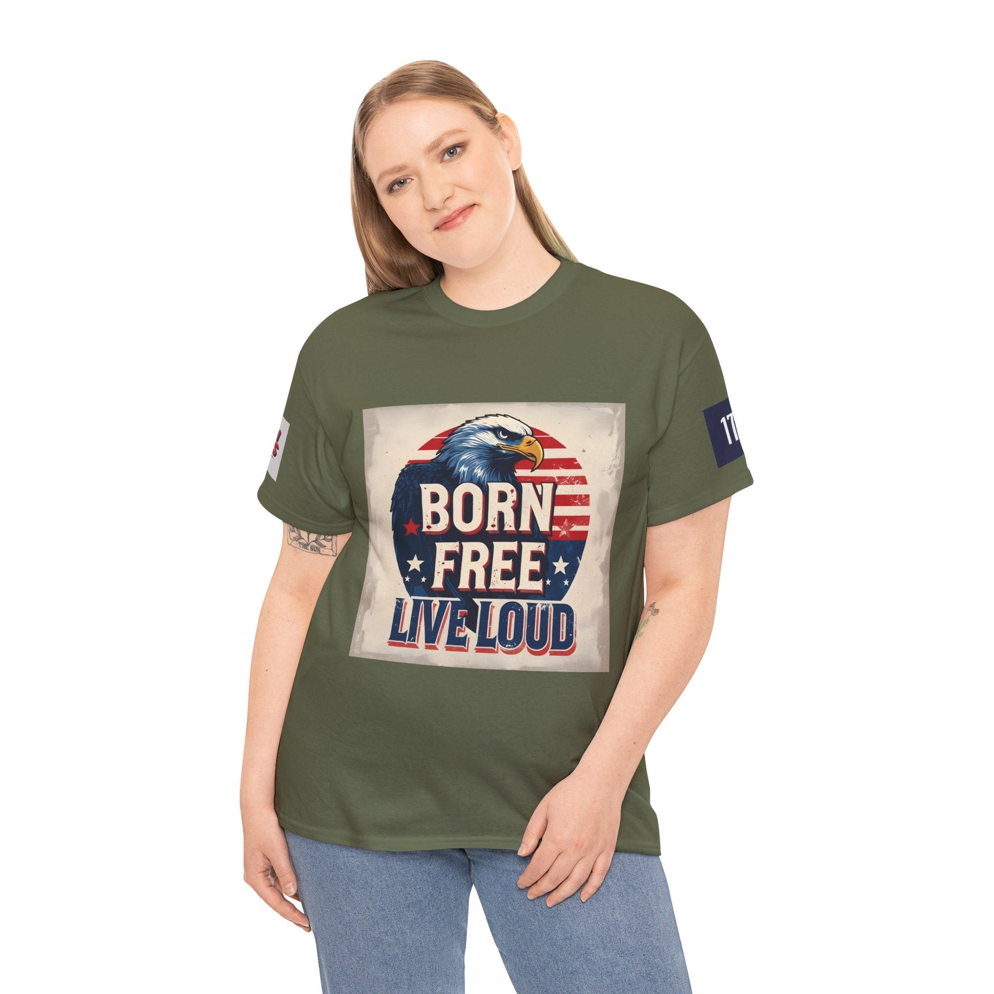 Patriotic Unisex Tee - Born Free Live Loud American Pride Shirt Printify
