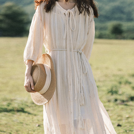 Boho Chic Heavy Two-Piece Dress – Elegant Maxi Skirt & Top Set for Women.