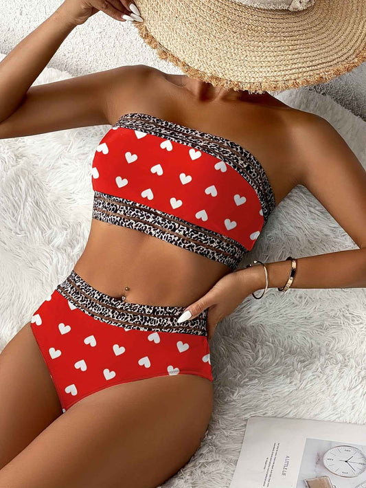 Sexy Bandeau Solid Color Love Bikini Bikini.