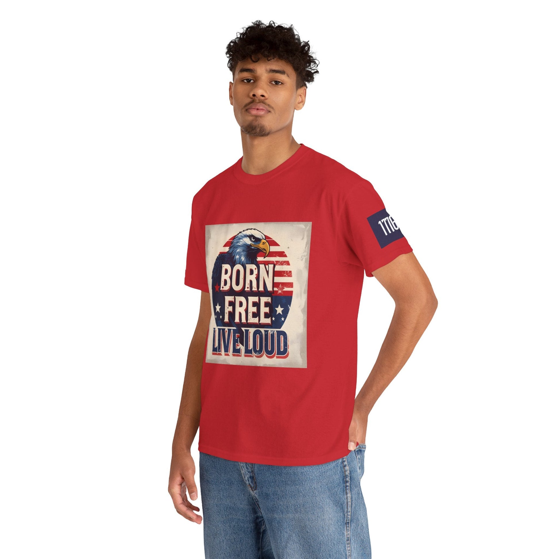 Patriotic Unisex Tee - Born Free Live Loud American Pride Shirt Printify