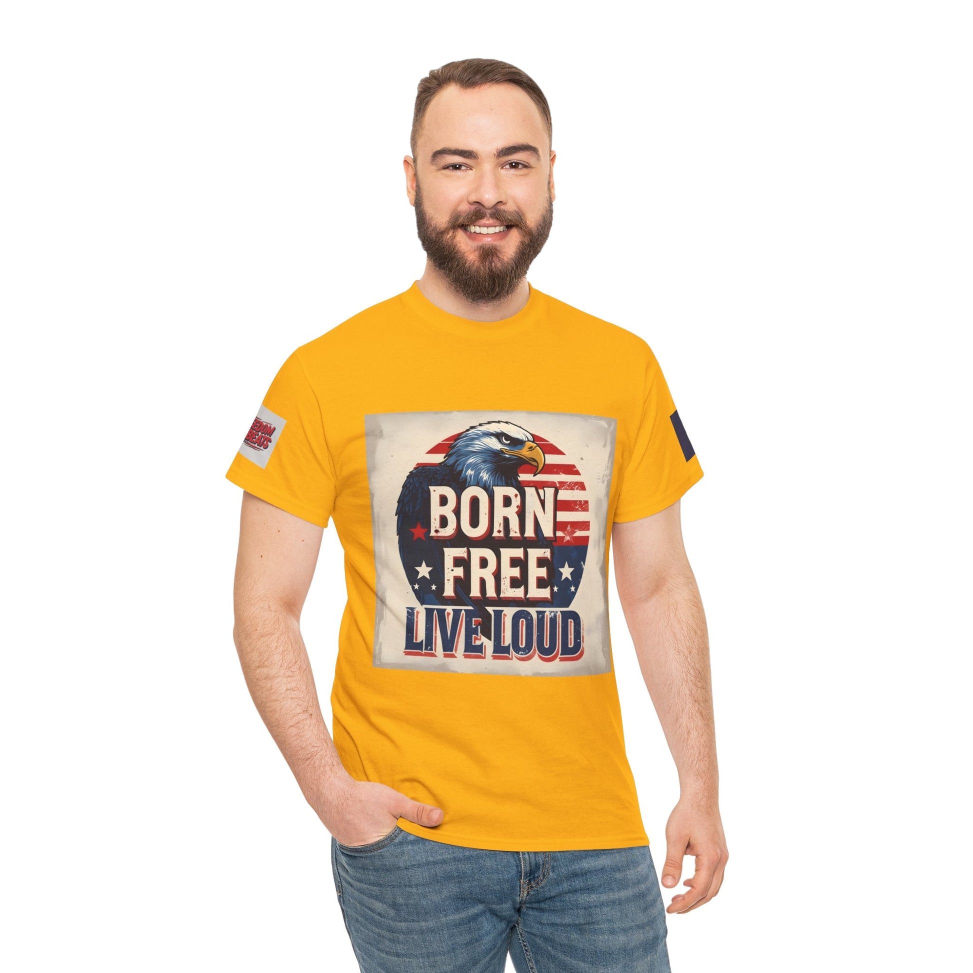 Patriotic Unisex Tee - Born Free Live Loud American Pride Shirt Printify