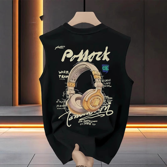 Men’s Sleeveless T-Shirt Jacket – Lightweight Casual Summer Vest Top.