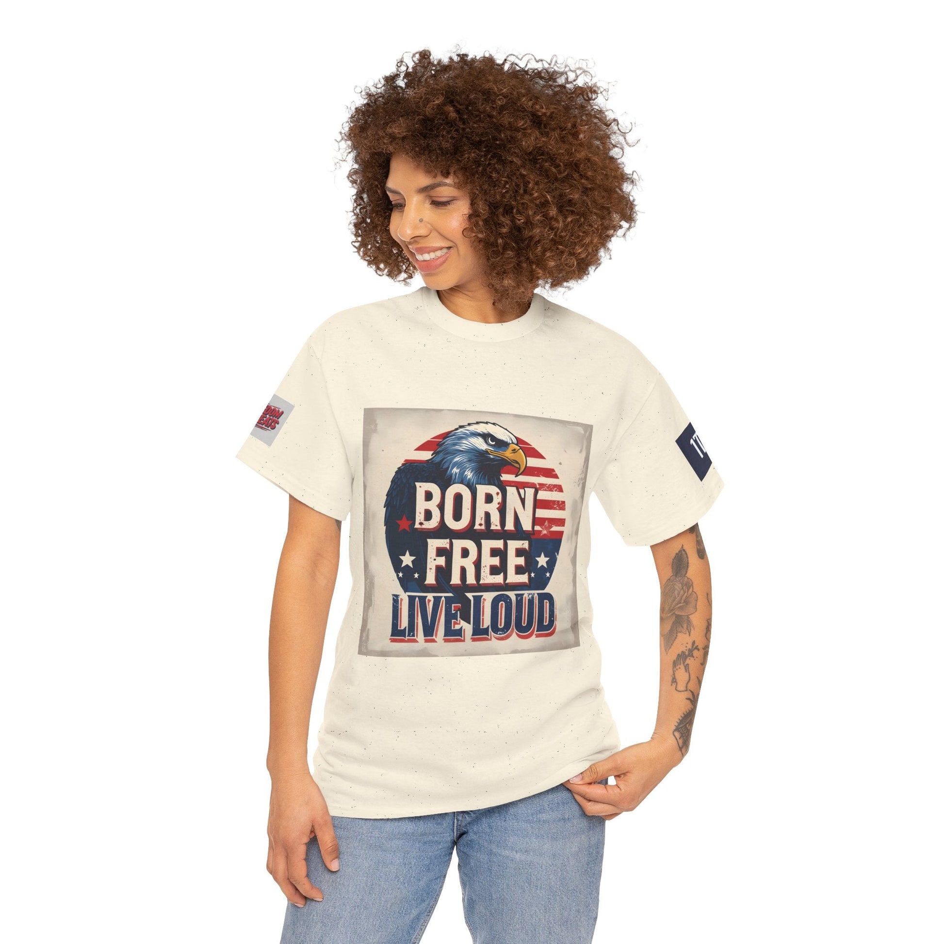 Patriotic Unisex Tee - Born Free Live Loud American Pride Shirt Printify