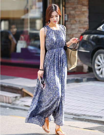 Sleeveless Floral Maxi Dress – Lightweight Boho Summer Beach Dress for Women.