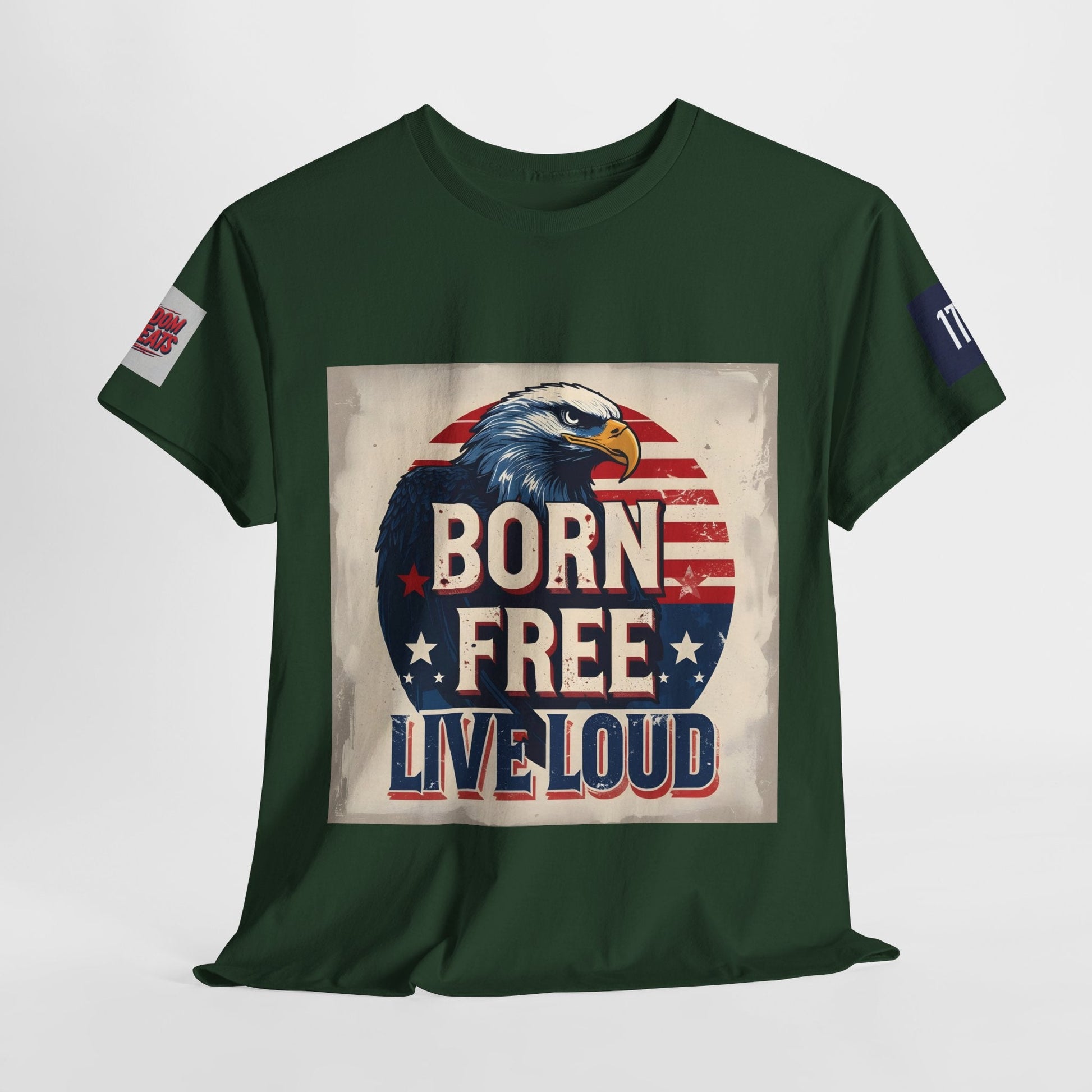 Patriotic Unisex Tee - Born Free Live Loud American Pride Shirt Printify