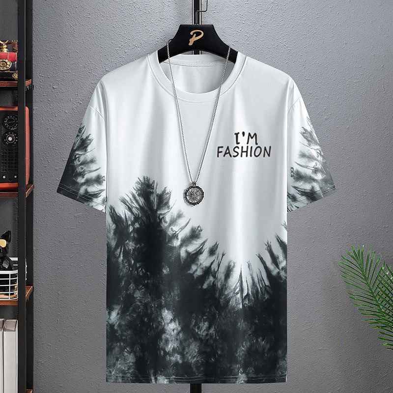 Men’s Ice Silk Short-Sleeved Splash-Ink T-Shirt.