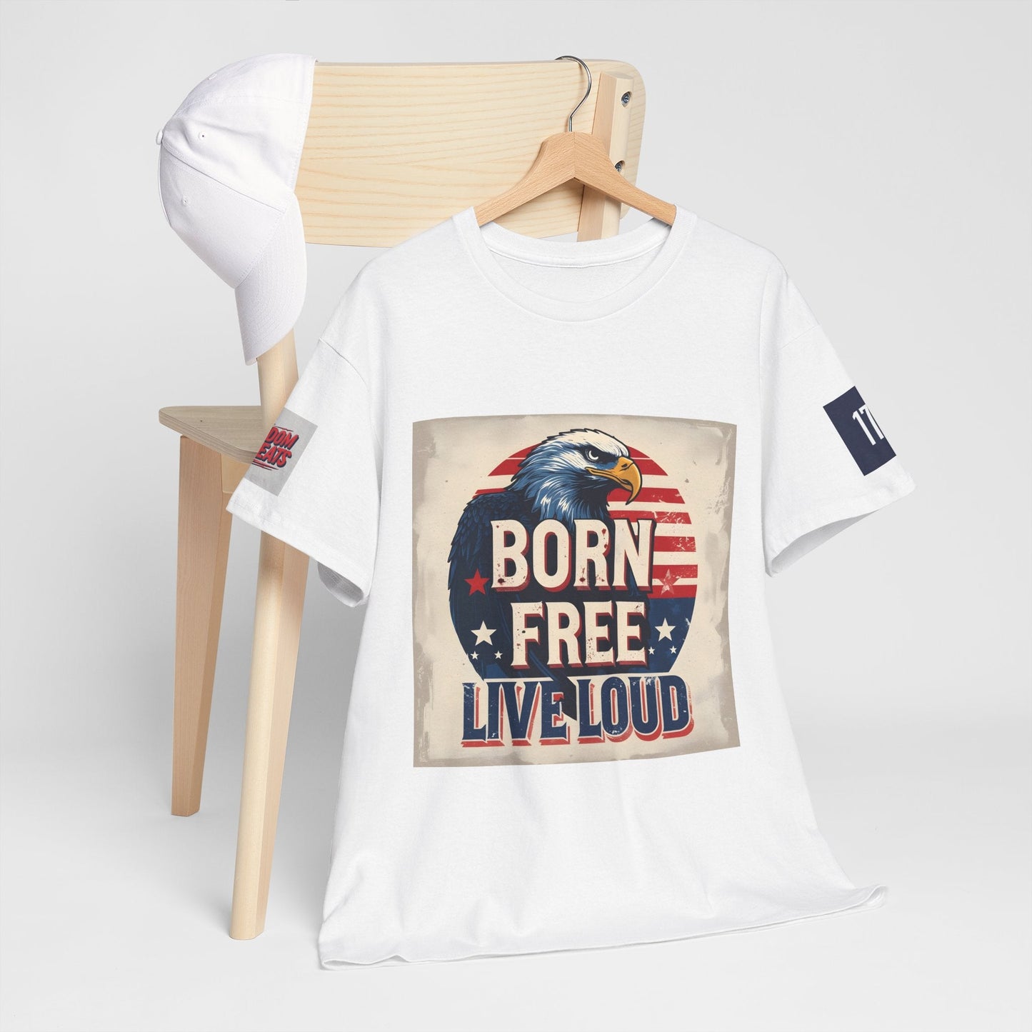 Patriotic Unisex Tee - Born Free Live Loud American Pride Shirt Printify
