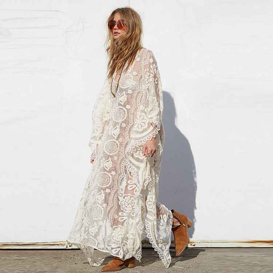 Hippie Boho Lace Beach Party Dress – Free-Spirited, Flowy & Festival Ready.