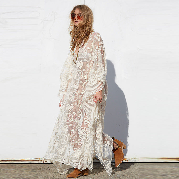 Hippie Boho Lace Beach Party Dress – Free-Spirited, Flowy & Festival Ready.